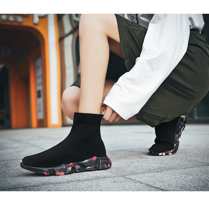 2025, schwarze High-Top-Sneaker für Herren und Damen, klassische Designer-Strick-Freizeit-Sneaker für Herren, modische, bequeme Slip-on-Sportschuhe für Damen – Detail 19