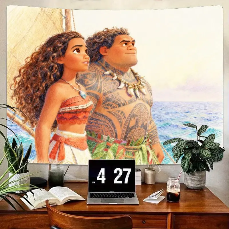

1 шт. Disney Moana & Maui настенный гобелен, современный эстетический полинезийский океанский декор для спальни, гостиной, общежития, подарок
