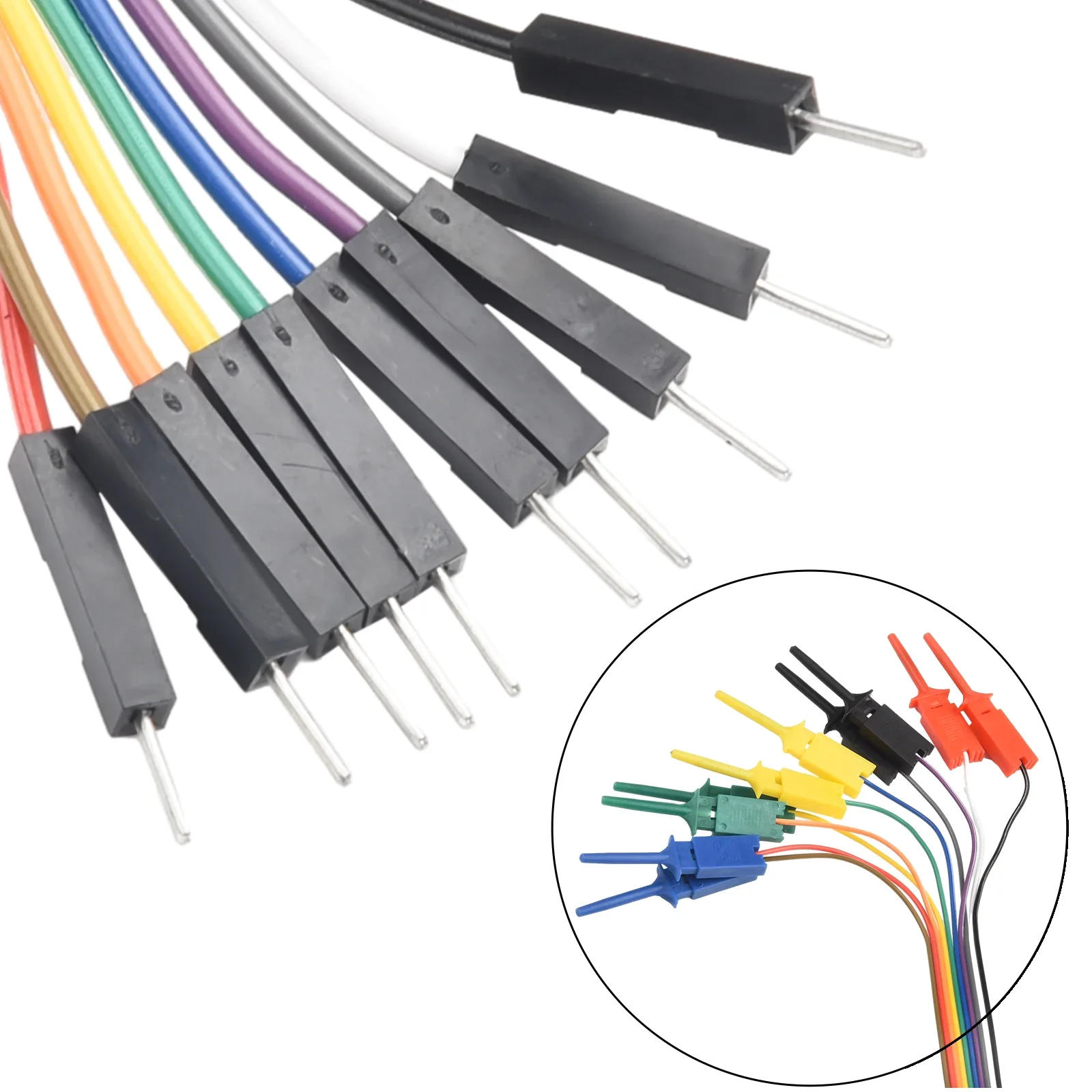 20cm Test Hook Clip 10pin Logic Analyzer Cable Gripper Probe 5 Color Jumper Wire Clamp Set for Chips Pins Connecting Test - Image 5