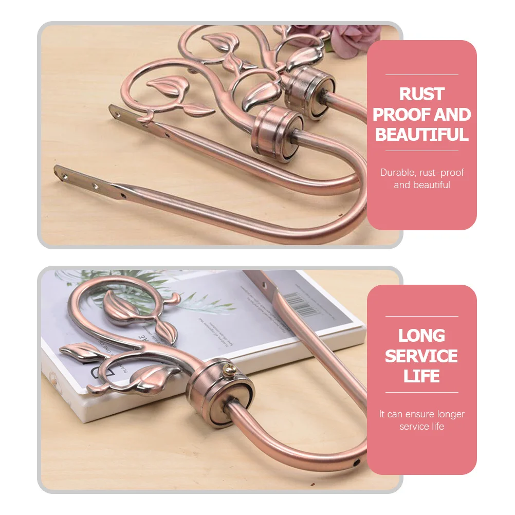 

1Pair Curtain Hooks Decorative Alloy Wall Mounted Leaf Shaped Holdbacks for Living Room Bedroom Drapes Heavy Duty Rustproof