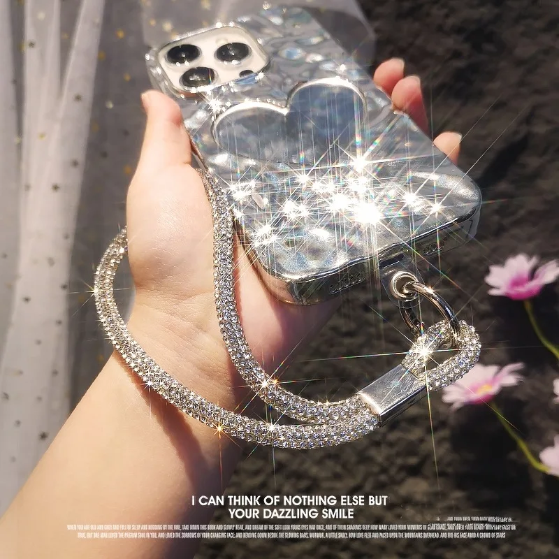 Luxury Sparking Rhinestone Phone Lanyard Wrist Strap, Premium Diamond Encrusted Hand Wristlet, Fashionable Mobile Accessory