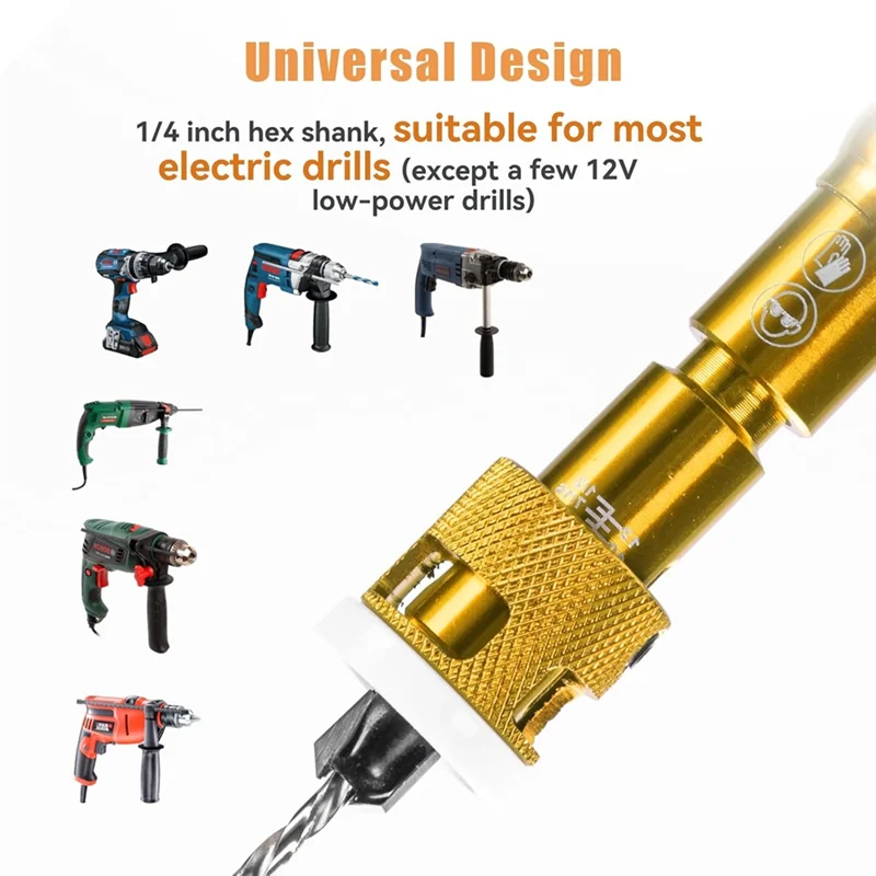 Set di punte da trapano svasatore A01F-5 pezzi con Hexshank a rilascio da 1/4 pollici, set di punte da trapano per la lavorazione del legno regolabile per foro per vite di carpenteria