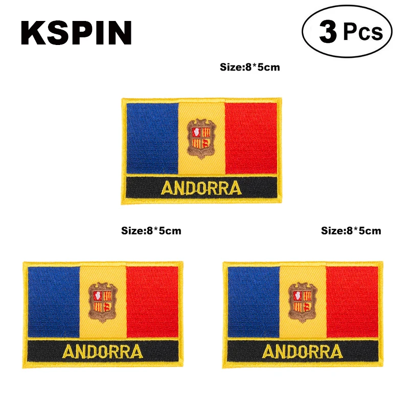 Andorra Rectangular Shape Flag patches embroidered flag patches national flag patches for clothing DIY Decoration