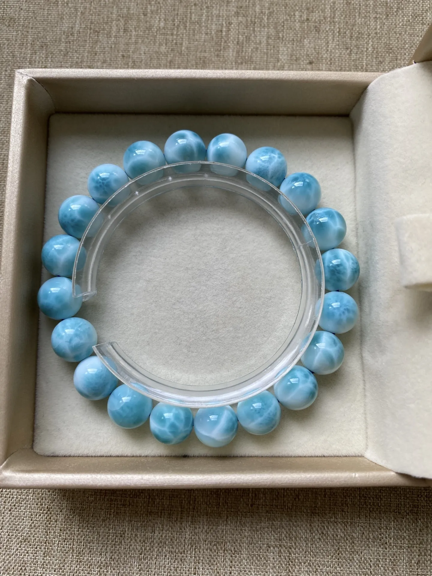 Natural Blue Larimar Gemstone Bracelet 9.8mm Round Beads Women Men  Blue Larimar Beads Bracelet AAAAAA