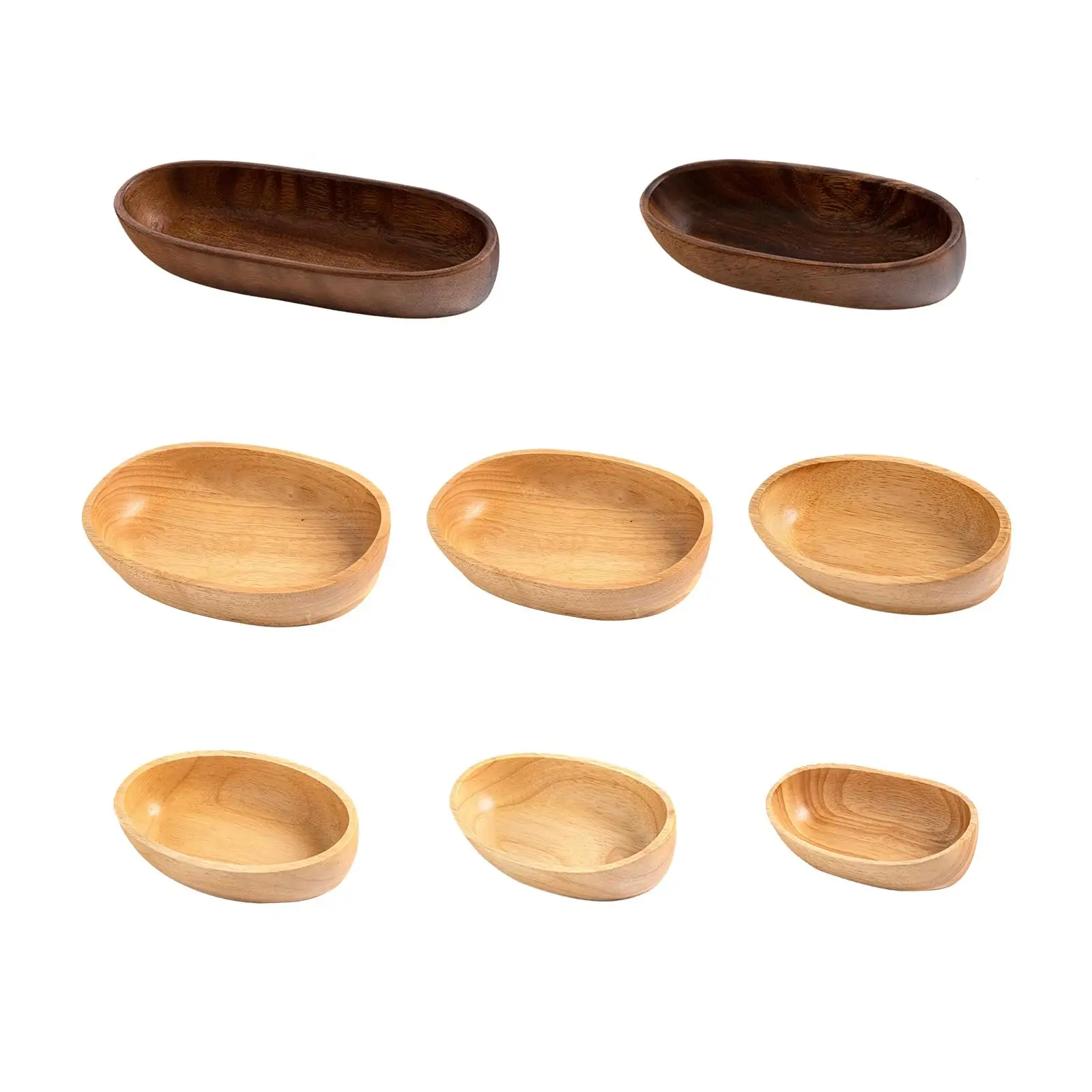Wooden Serving Tray Sushi Plates Multipurpose Jewelry Tray Catchall Tray Decorative Food Holder Oval Tray for Parties Home
