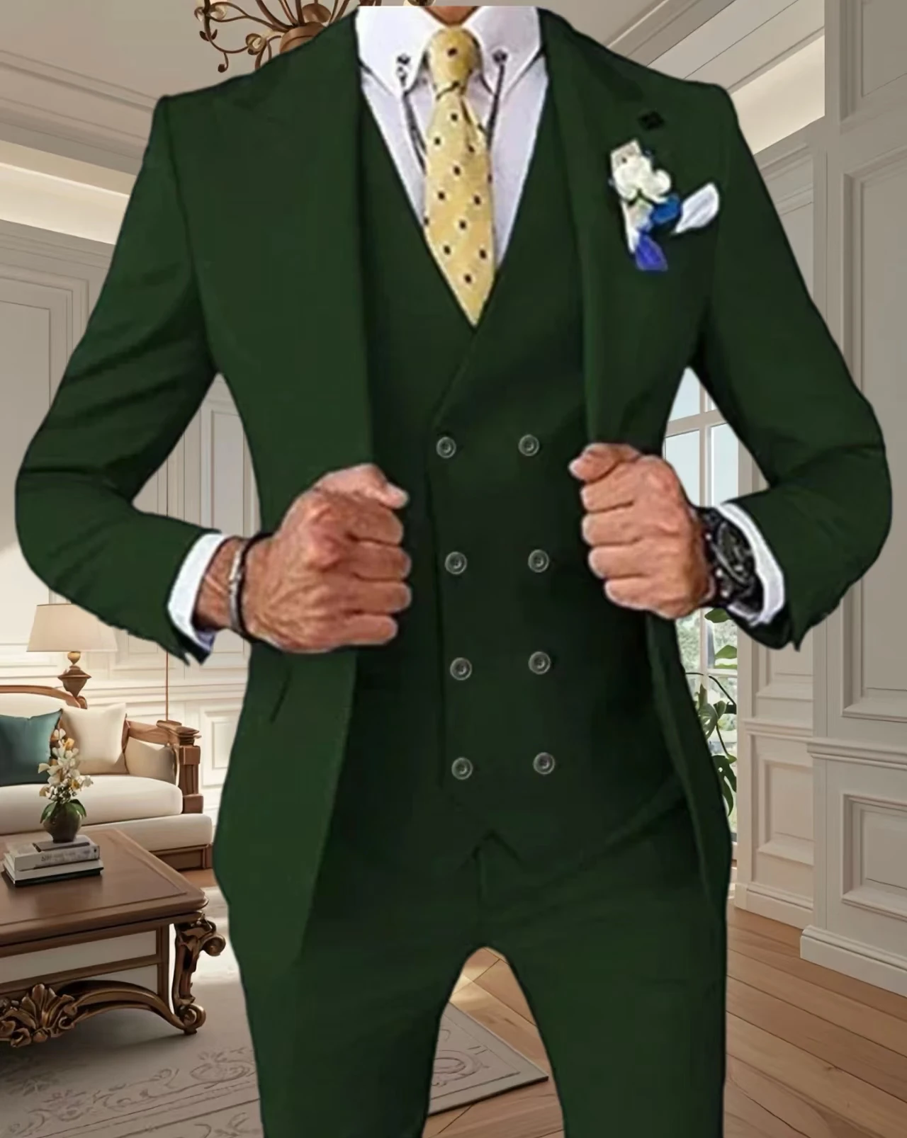 

Smart Casual 3 Piece Peak Lapel Business Formal Slim Fit Wedding Casual Bridesman Ball Formal Tailcoat Wedding Banquet