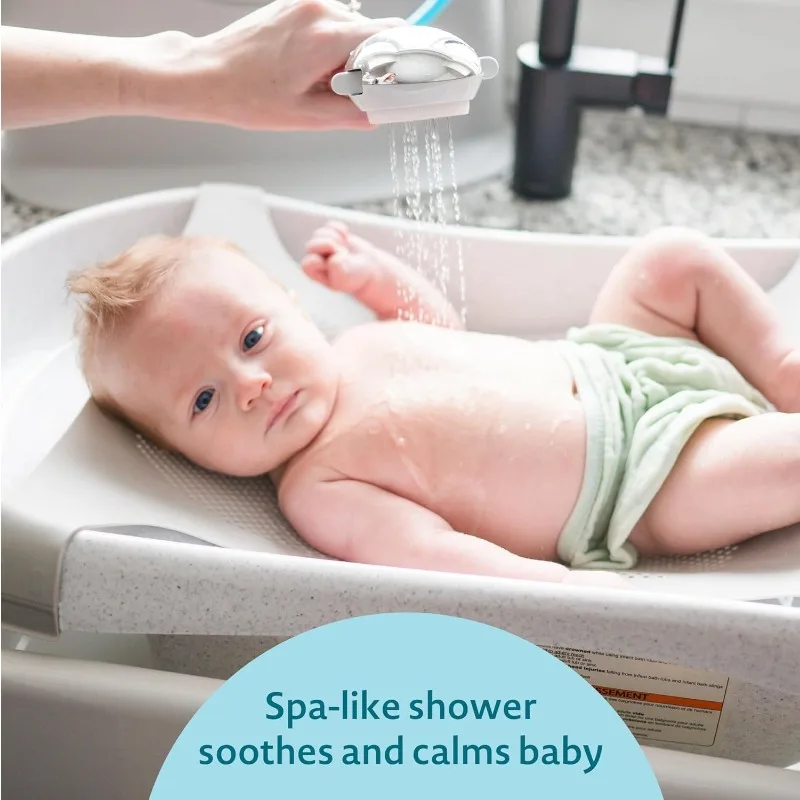 Rain Shower Baby Bathtub — Baby Spa for Newborn to Toddler — includes Convertible Bathtub and Sling with Soothing Spray