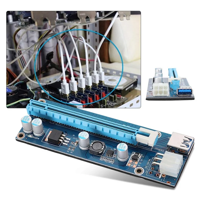 Excellent-Mini PCIE 16X Adapter,PCIE To PCI Express16x Extender,With 4 Solid Capacitors And 6Pin Interface,For Video Card Mining