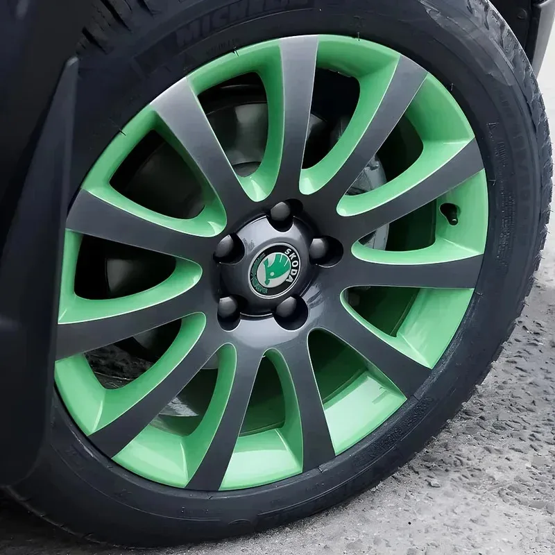 

4pcs Car Badge Rims Logo Hub Cap Decoration Cover Accessories For Skoda S Fabia Octavia Rapid a7 A5 2 Kodiaq Superb Scala VRS