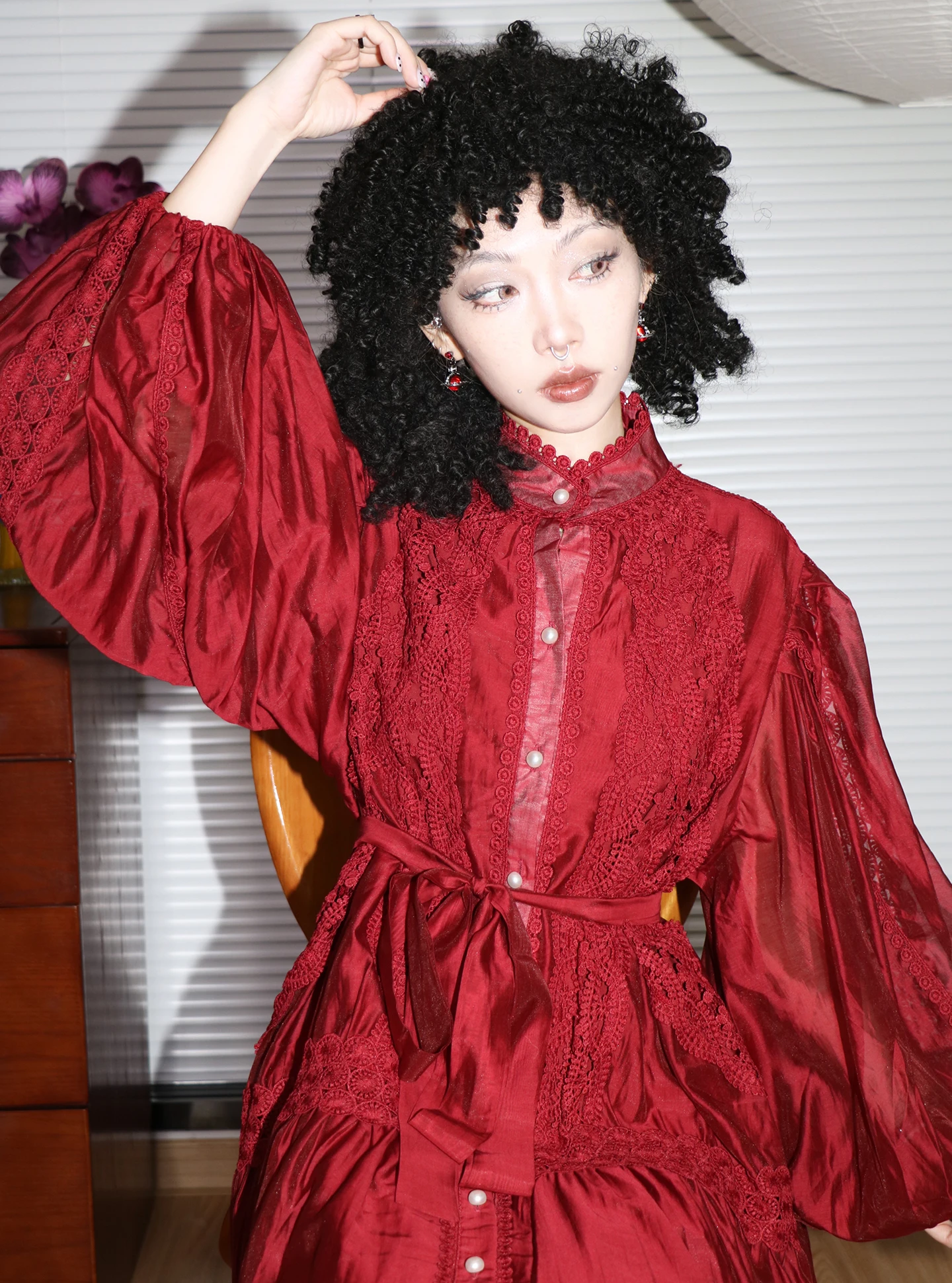 

Large Size Lace Long Sve Loose Dr Medieval Vintage Sle Breathable Casual Long Dr for Women