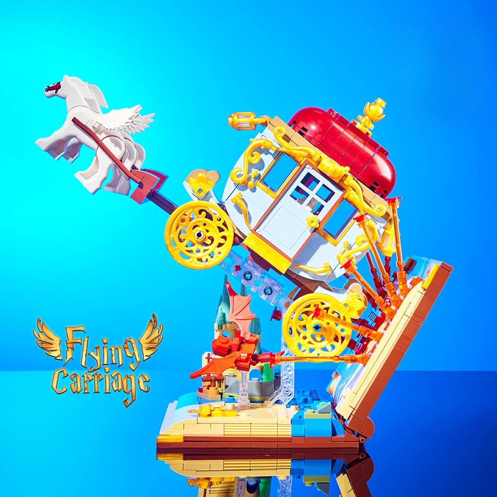 

MOC Fairy Tale Flying Carriage Building Blocks Set Magic Book Princess's Aristocratic Car Home Decor Toys Birthday Holiday Gifts