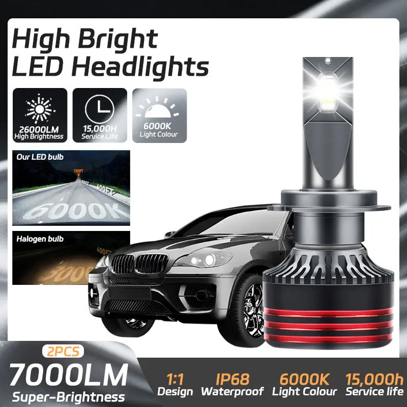 

Car LED Headlight 7000Lm H1 H4 H7 H11 9005 9006 9012 Headlamp Conversion Kits 12V Super Bright LED Car Headlight Car Accessories