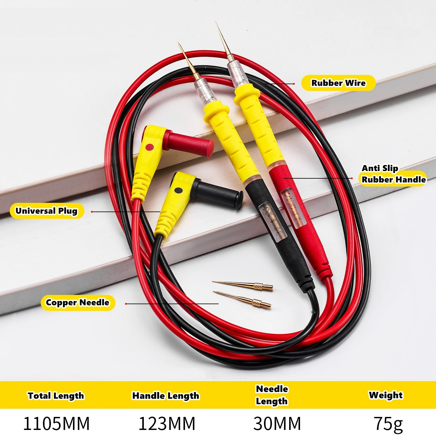 Multimeter-Prüfspitzen Universelle Nadelspitzen-Messleitungen Multimeter-Tester-Sondenkabel