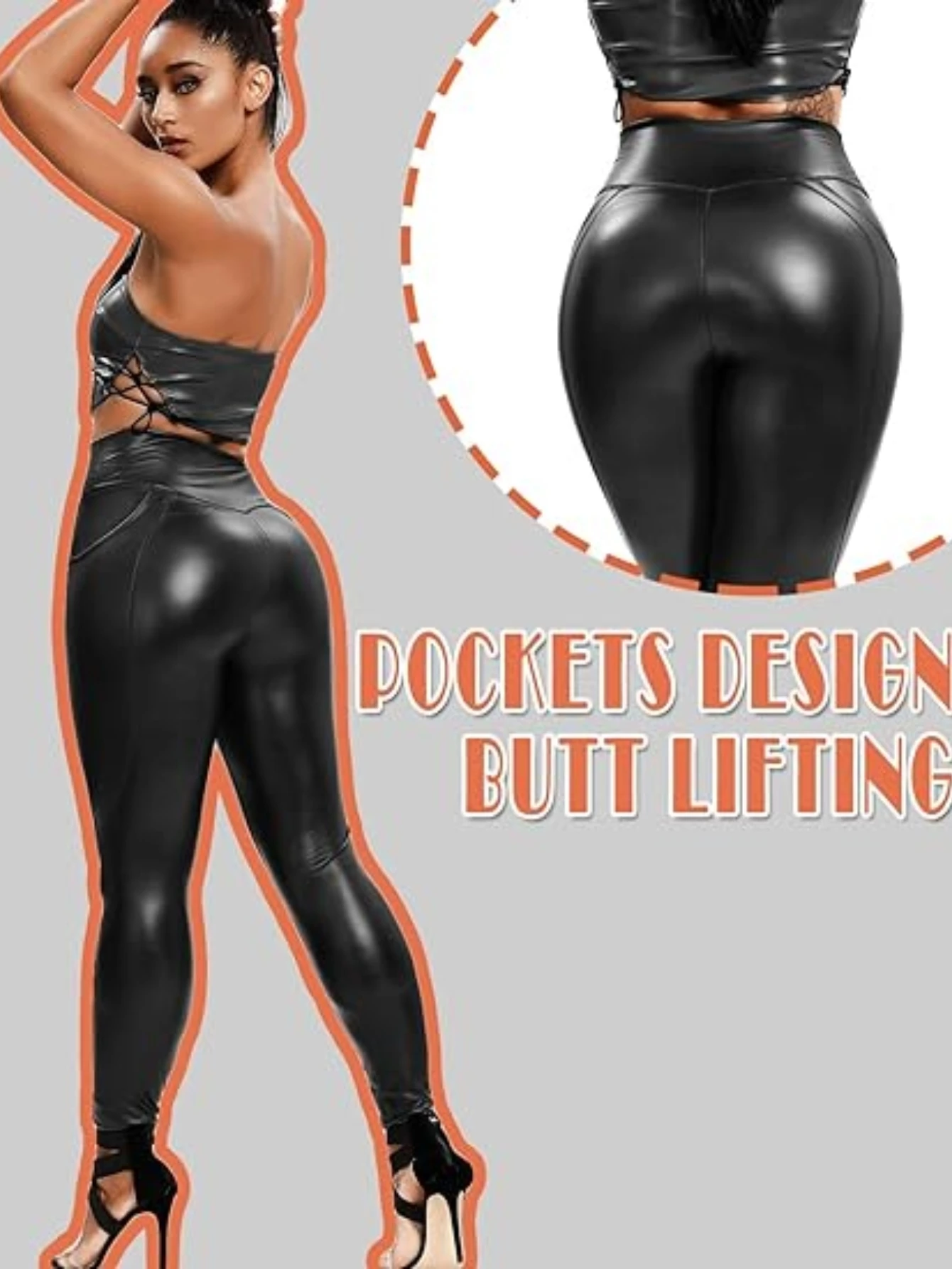 plus size Women s velvet high waist artificial leather leggings butt lifting black sexy sports yoga pants