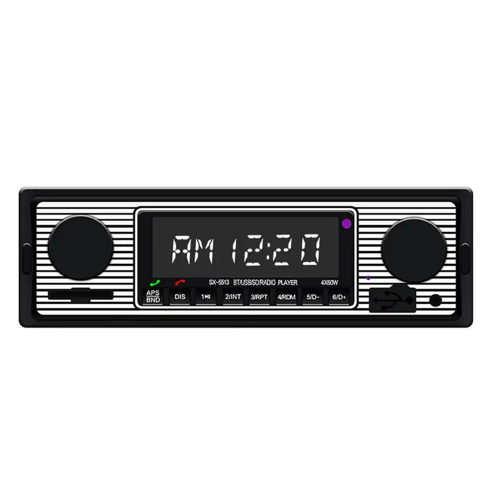 Car Stereo Bluetooth Vintage Car Radio MP3 Player Stereo USB for AUX Classic Car Stereo Audio Silver Black Car Accessories