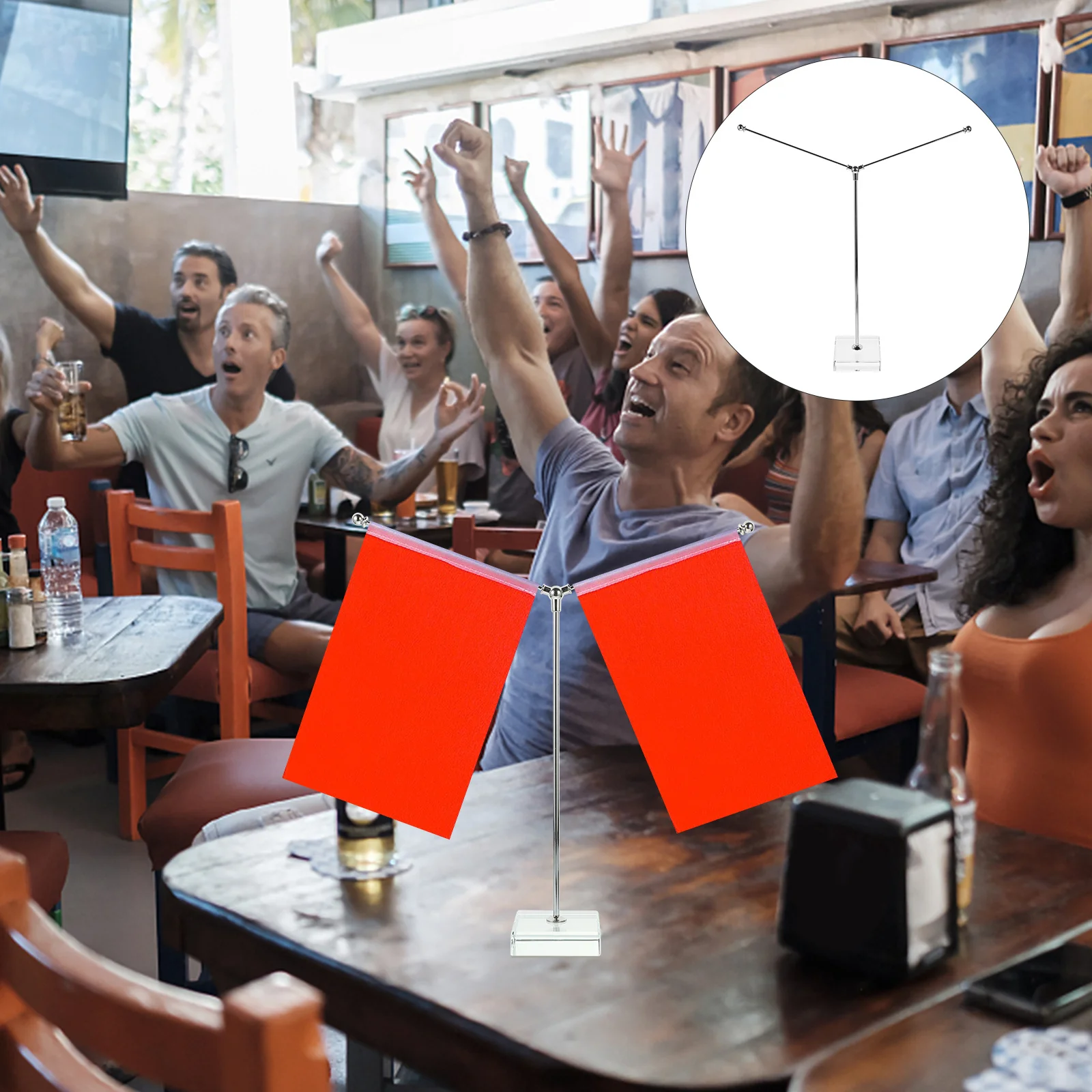 

Crystal Flag Pole Holder Tabletop Decorative Stable Base Suitable for Small National Flag Home Office Photo Party Decor