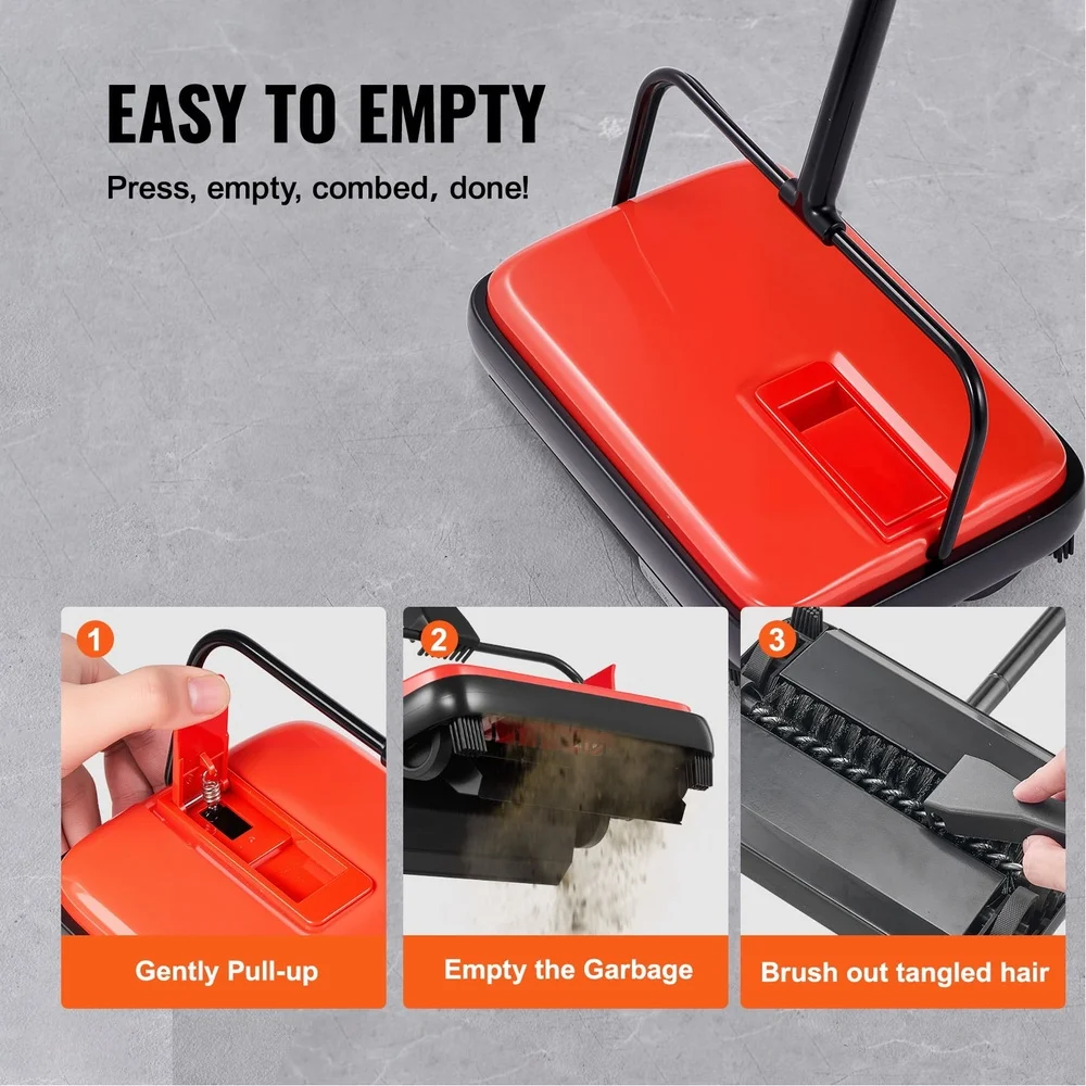 Manual Carpet Sweeper with 300ml Dust Bin Effortless Cleaning Compact Design Ideal Home Office Quick Dirt Removal