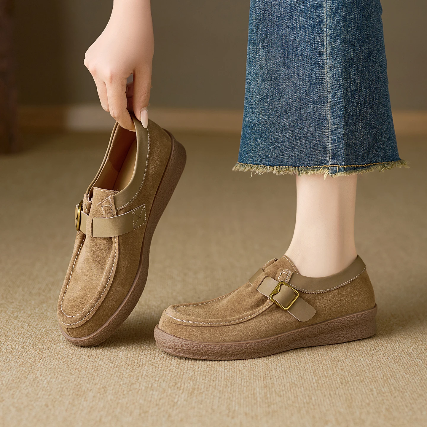 

Женская обувь на плоской подошве из натуральной кожи, лоферы без шнуровки, удобные модные повседневные кроссовки