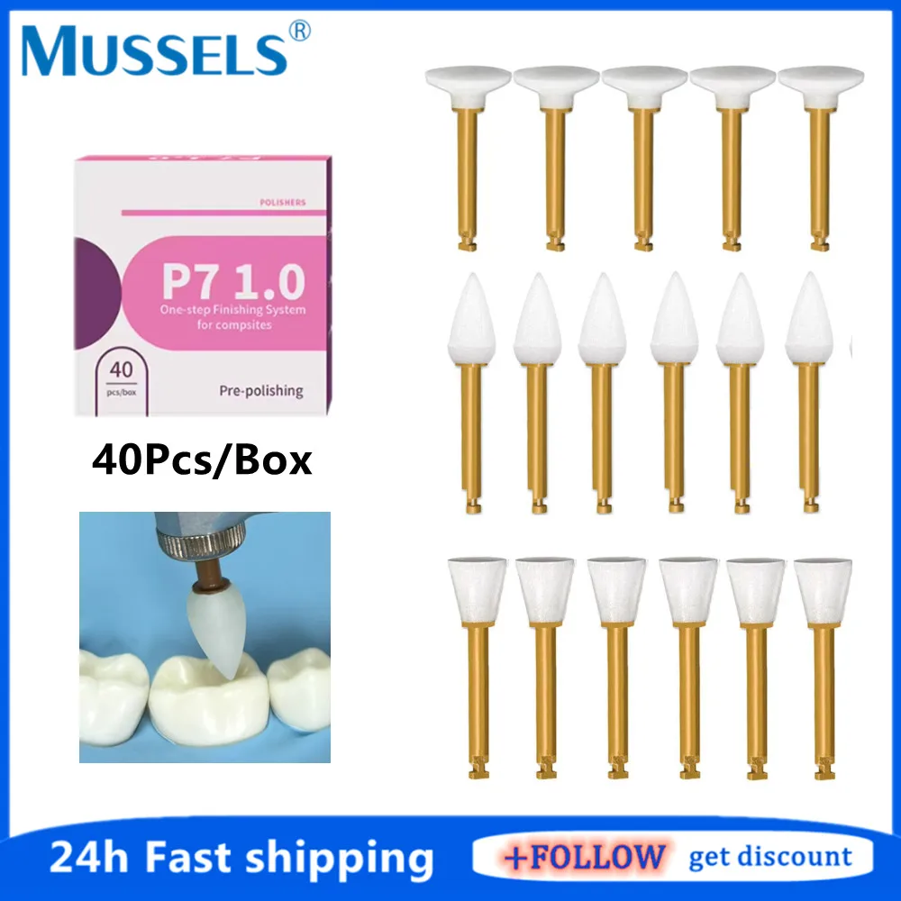 

40PCS Dental Composite Polisher One-step Finishing System Resin Teeth Polishing Cups Points Discs RA Shank Finisher Dentist Tool