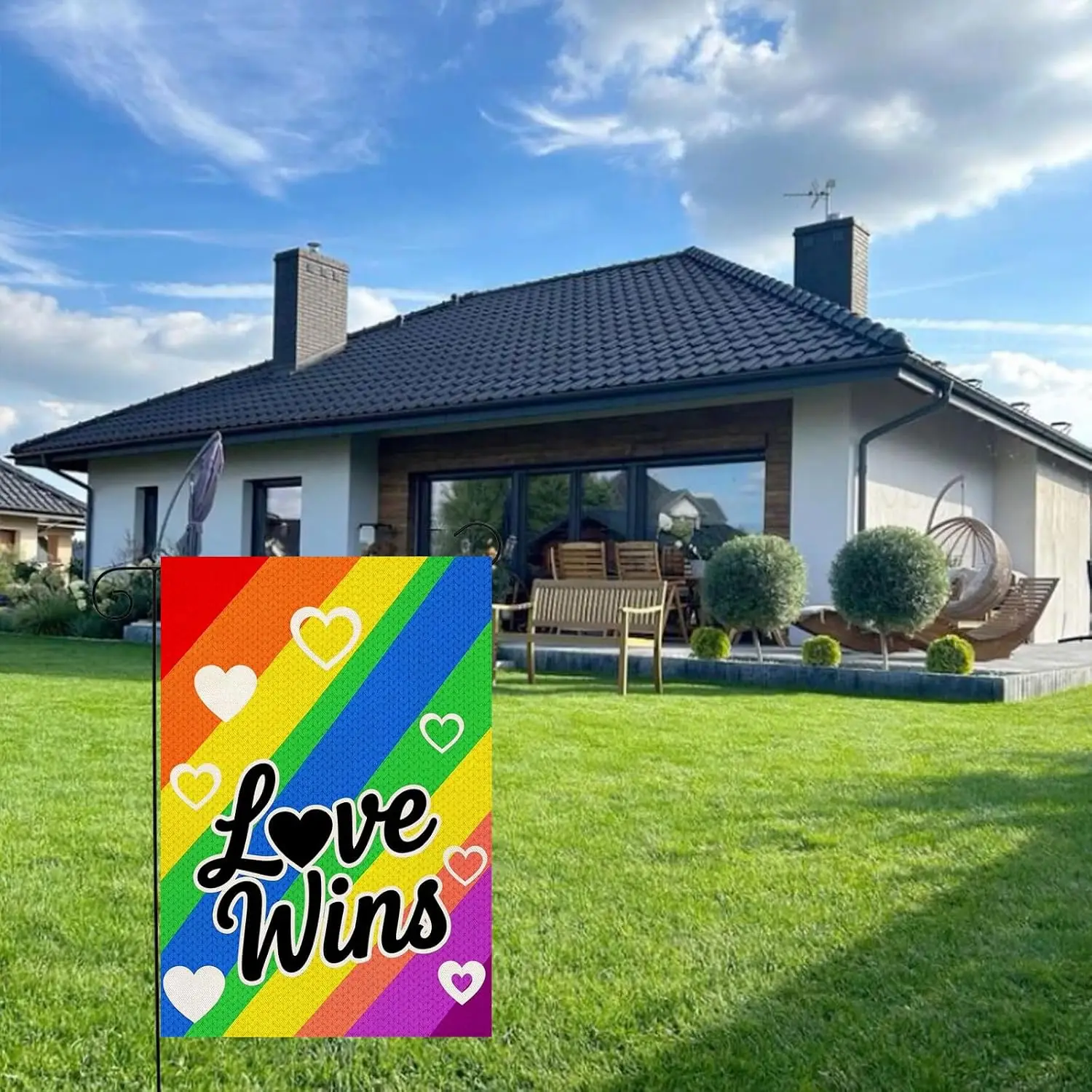 Pride Garden Flag 12x18 Inch, Rainbow Love Wins Double Sided Flag LGBTQ Community Parade Holiday Party for Yard Outdoor Deco kkz