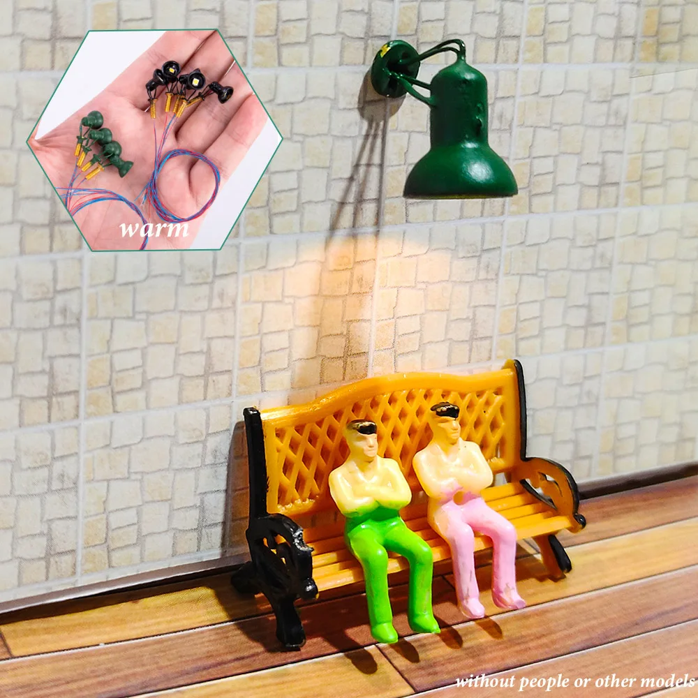 2Pcs Miniature Wall Lamp Model 12V Lighting For DIY Building Architecture Dollhouse Garden Decor With Resistance Dioramas