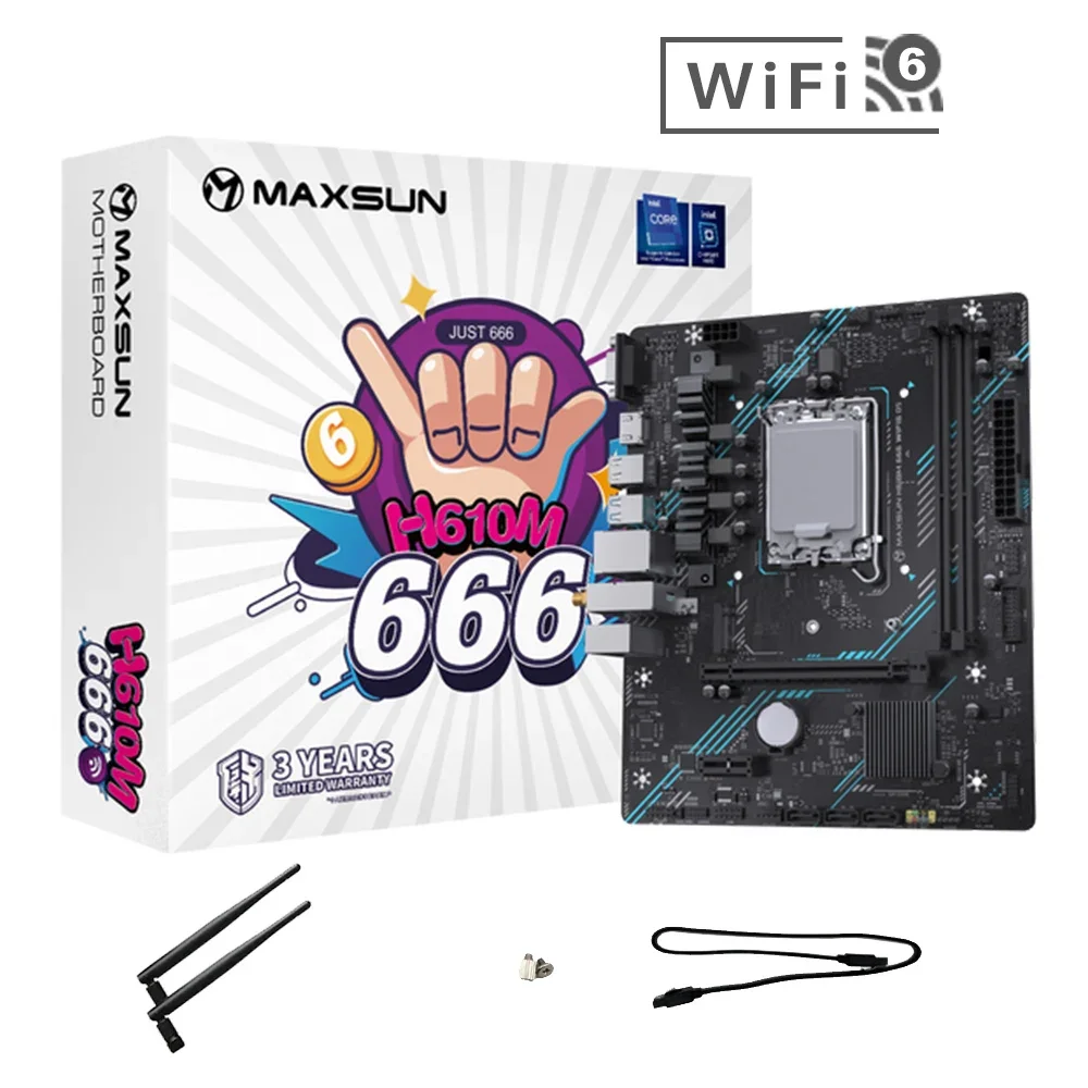 MAXSUN Motherboard H610M WIFI D5 Support Intel 14/13/12th Generation Core LGA 1700 CPU DDR5 M.2 PCIEX16 4.0 Computer Components