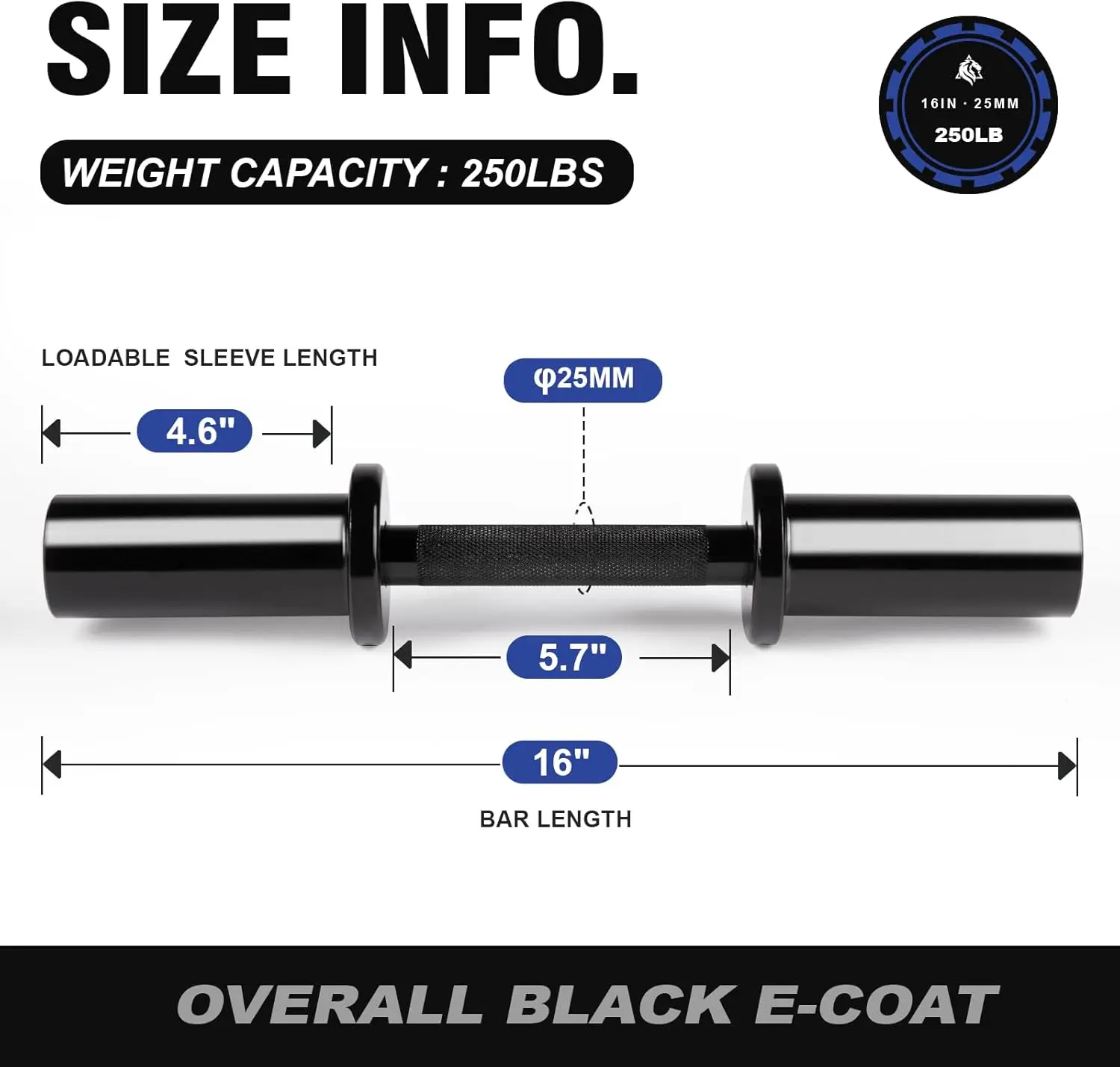 Barra de mancuernas cargable de 16 pulgadas para placas olímpicas, herramienta de entrenamiento de fuerza de peso ajustable