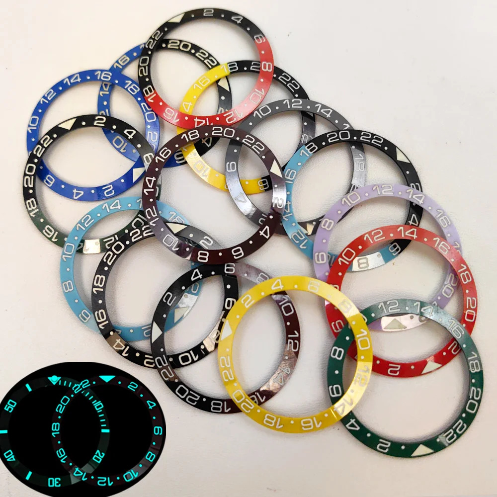 

38mm GMT Blue Luminous Ceramic Bezel Insert Fit for SUB GMT SKX007 Watch Case Curved Ceramic Bezel Insert Ring Parts