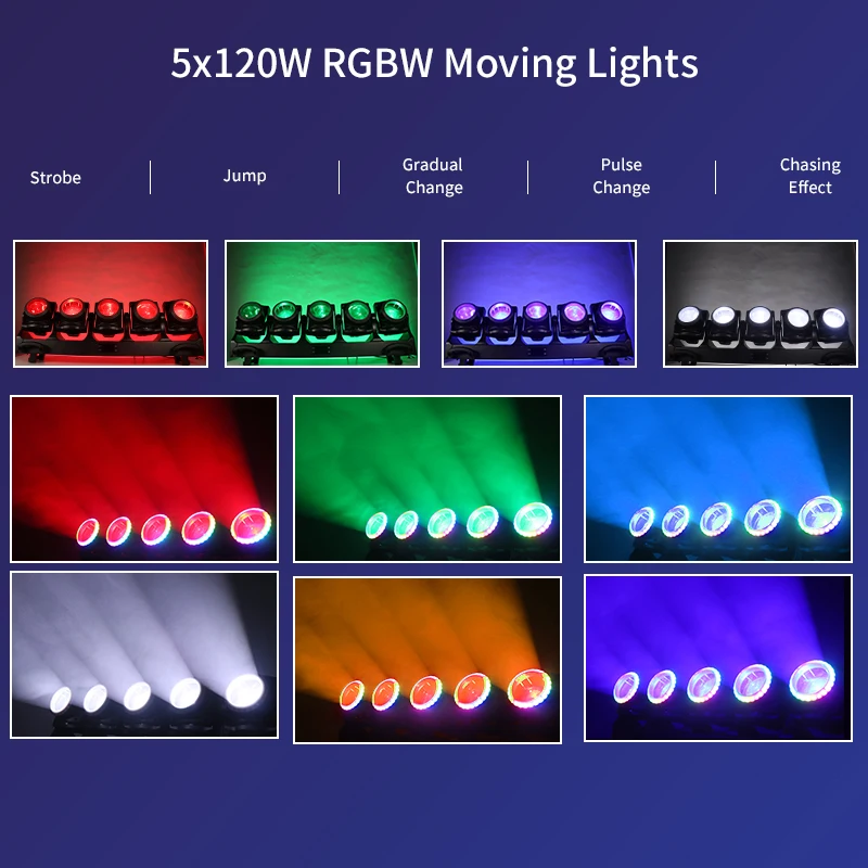 5x120W RGB DJ Disco Event Stage Wash Beam Light Moving Head RGB LED Light Rotating for Party Stage Lighting