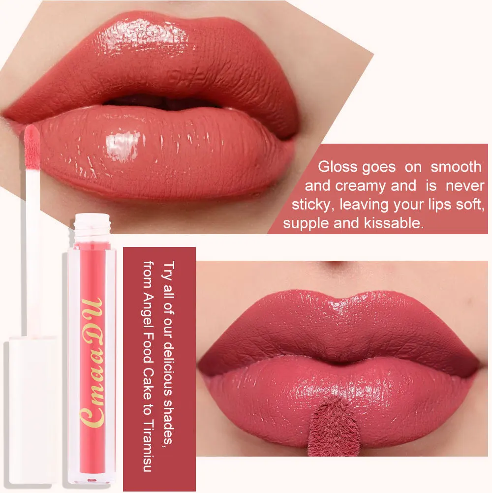 CmaaDu 8 Colors Lip Gloss Matte Non-stick Cup Lipstick Olive Cream Bright Makeup Moisturizing Long Lasting Glossy Lip Cosmetics