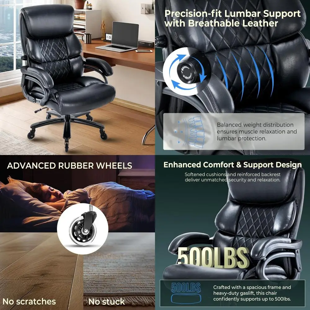 Прочный эргономичный настольный стул для больших пользователей: вместимость 500 фунтов, плюшевый комфорт.