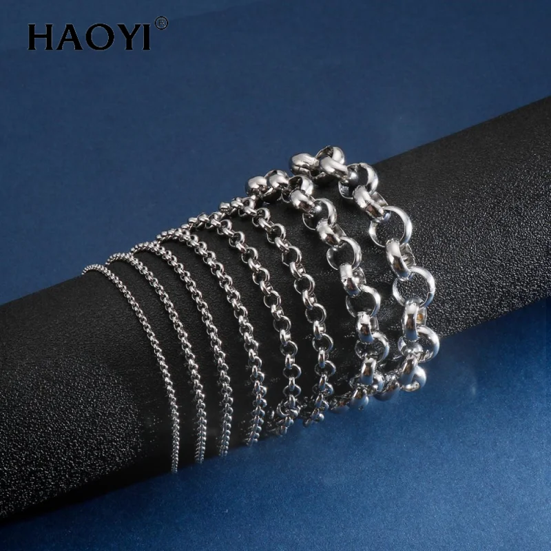2/2.5/3/4/5/6/10/12mm Rolo Chain Stainless Steel Gold Color Round O Chain Bracelet For Women Men Simple Fashion Jewelry
