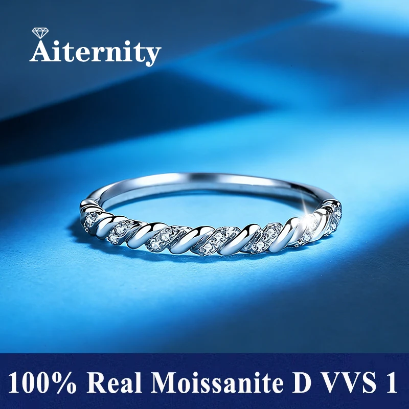 Moissanite Twist Arm Double End Open Ring, Gold Plated Gift