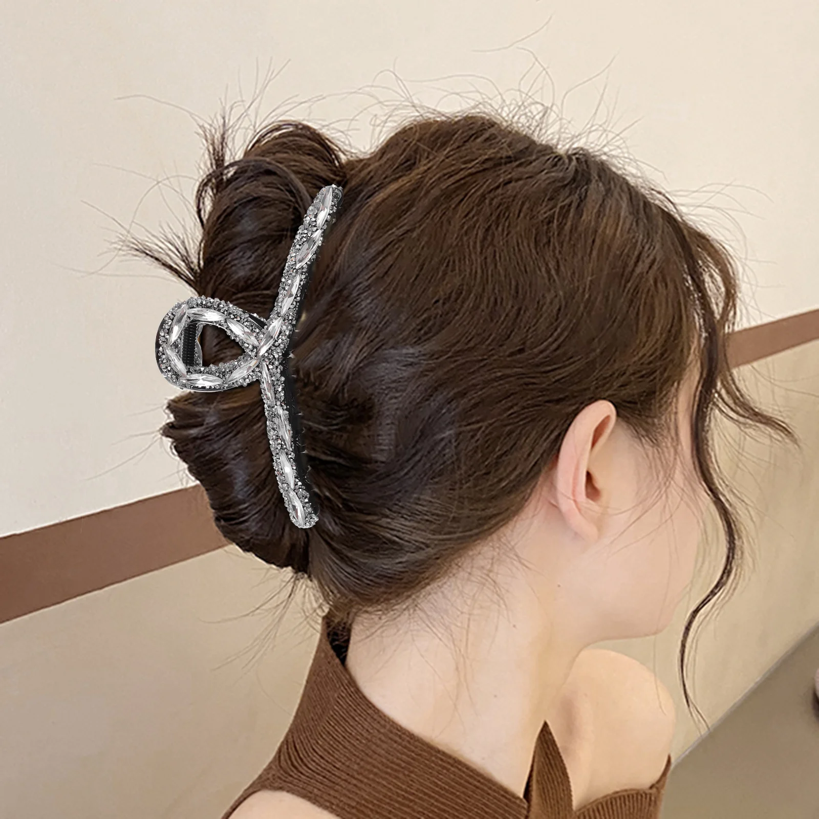 

Hair Jaw Clip Barrette Rhinestone Claw Clamp Secure Hold Women Hair Accessory for Makeup Shower Cooking Styling Daily Use