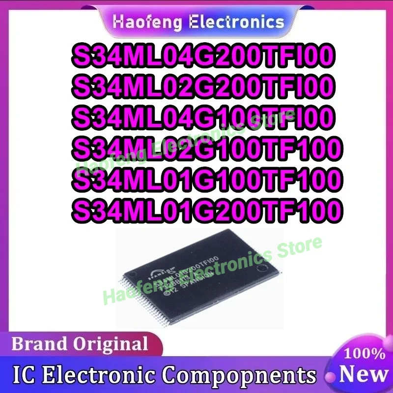 5 шт. S34ML04G200TFI00 S34ML02G200TFI00 S34ML04G100TFI00 S34ML02G100TF100 S34ML01G100TF100 S34ML01G200TF100 TSOP-48 IC Новый