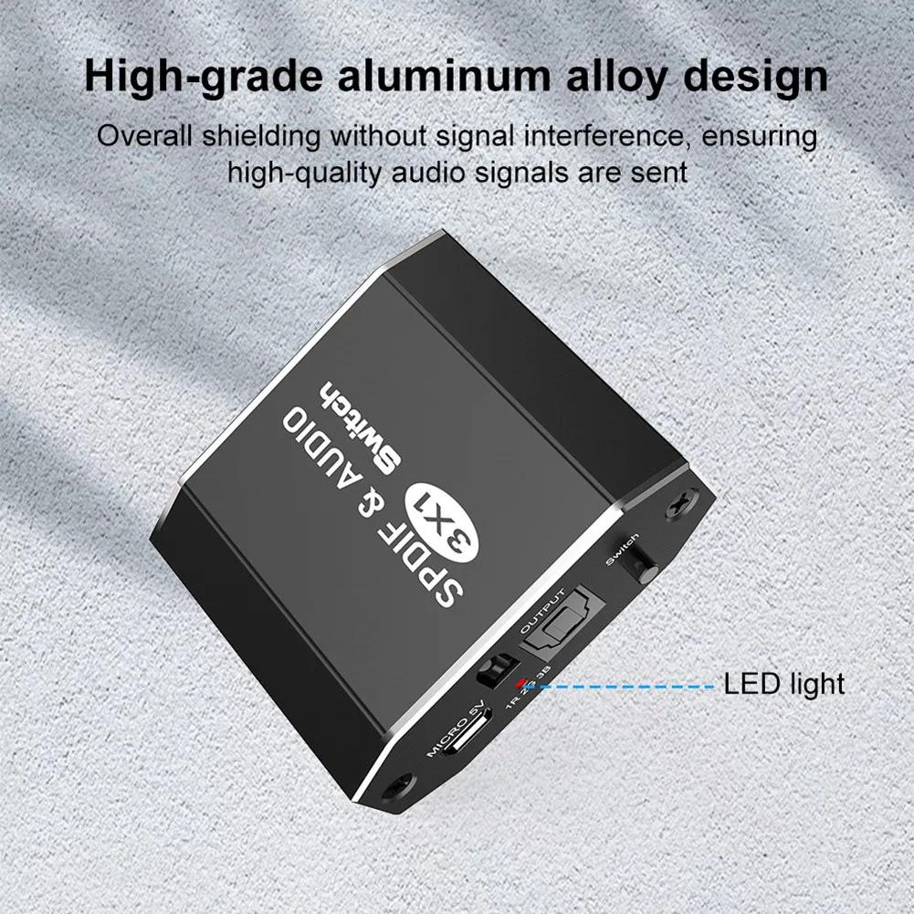SPDIF Toslink Switcher 3 In 1 Out Digital Optik Audio Splitter Selector Switch 3X1 dengan Kontrol IR Mendukung DTS AC3