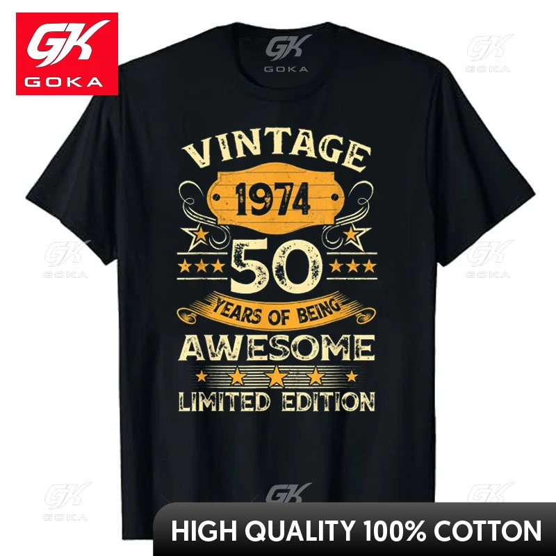 50 Years Old Gifts Vintage 1974 50th Birthday Gift Awesome T-Shirt Born in 1974 Tee Tops Mama Daddy Presents Husband Wife Gifts