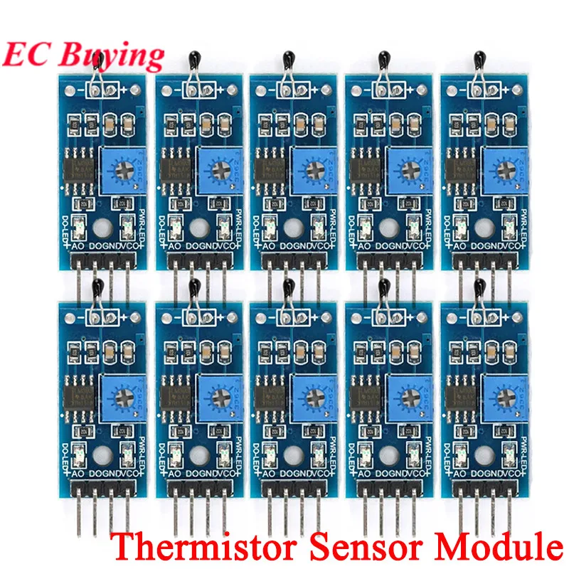 10Pcs/1pc Thermal Temperature Sensor Module Thermistor Switch Sensitivity Adjustable LM393 comparator DO Digital DC 3.3V-5V