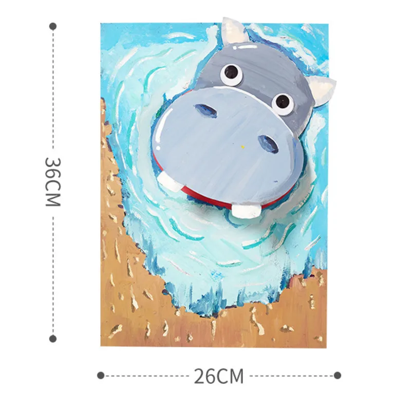 Criativo Hippo Artesanato, DIY Pacote de Material de Produção, Graffiti Brinquedo Educativo, Puzzle Artesanato, Presente Kids, Novo, 1Pc