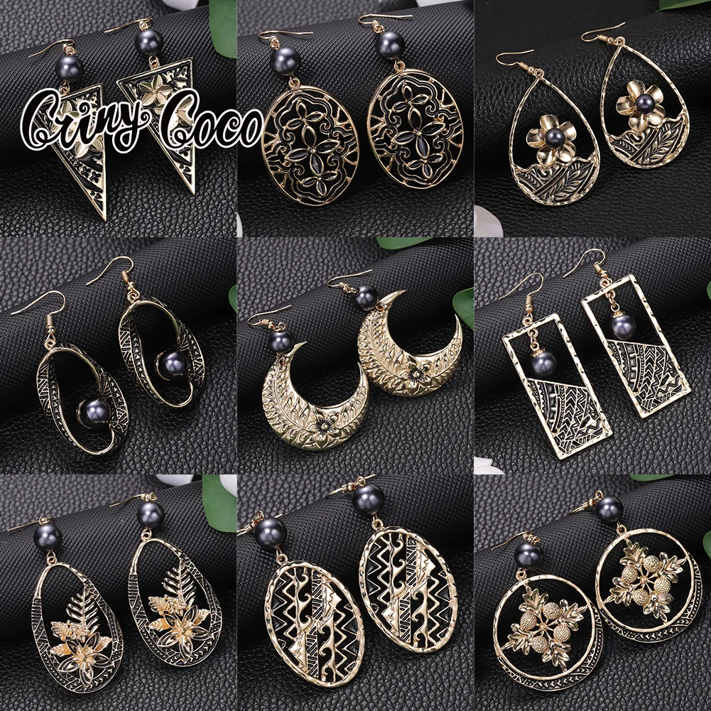 Polynesian Frangipani Drop Bead Earrings Jewelry Woman Hawaiian Dangle Earring Flower Moon Drop Earrings 2022 for Women Girls
