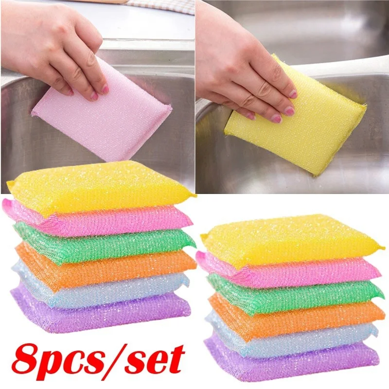 Esponja de limpieza antimicrobiana para cocina, estropajo para platos, ollas, sartenes, cepillos de limpieza, esponjas y almohadillas (color aleatorio)