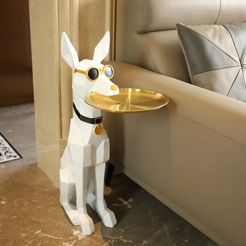 Home Welcome Large Floor Decoration Wear Glasses Doberman Dog Decorated Living Room Floor Decoration Home Accessories