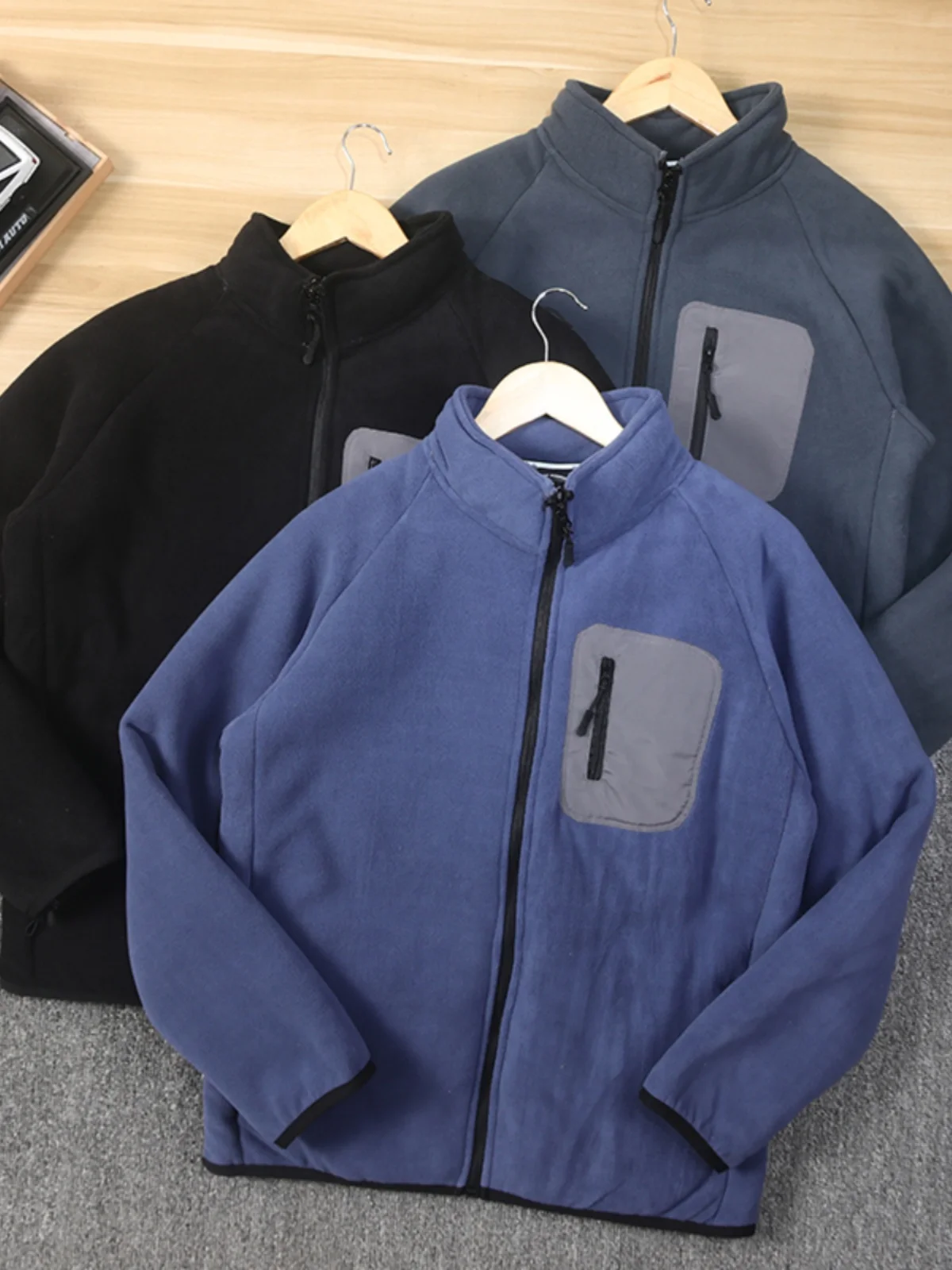 

Теплый свитшот на меховой подкладке Thiened Fce Lamb Jaet, осень-зима, повседневное модное пальто с длинным светом и воротником-стойкой