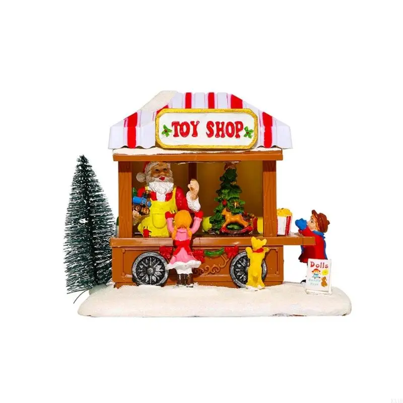 

KX4B 2024 New Year Kid Gift Glowing Christmas Music House Decorative Ornament Desktop Music Box for Tabletop Decor