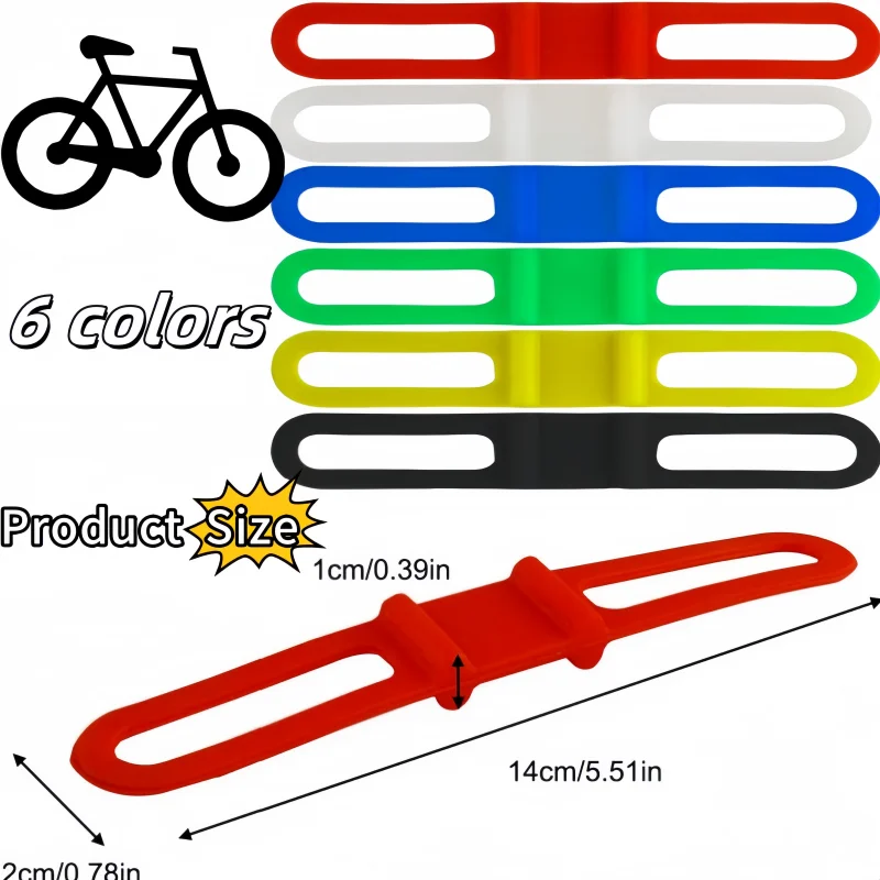 Afbeelding 5: Fietslicht Siliconen Mount Band Fietslicht Elastische rubberen band voor stuur Koplamp Achterlicht Zaklamp Fiets Fix Bandage