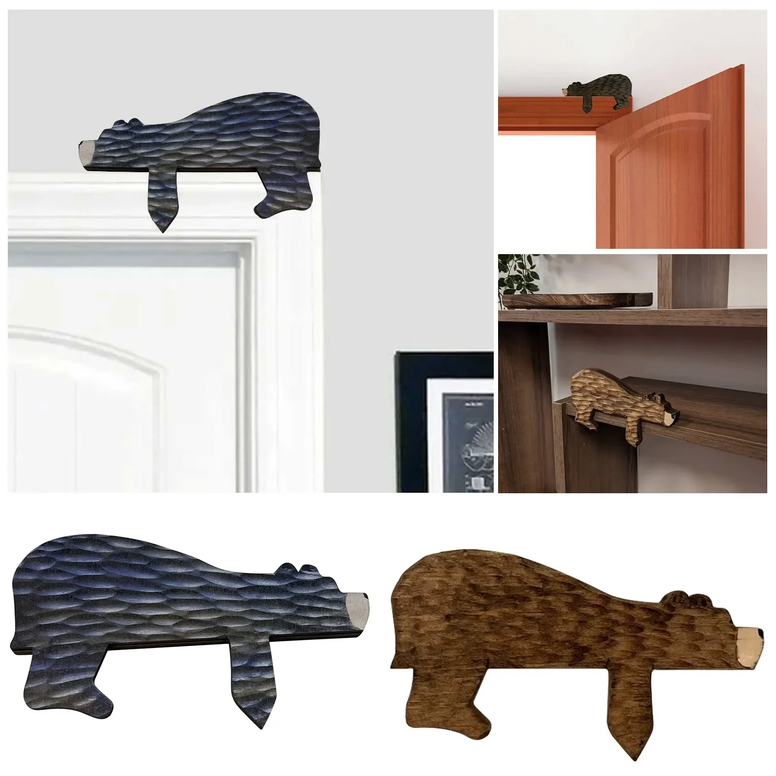 Creative Animal Door Top Wooden Decoration Sleeping Cute Brown Bear Fashion Home Living Room Bedroom Office Door Decoration