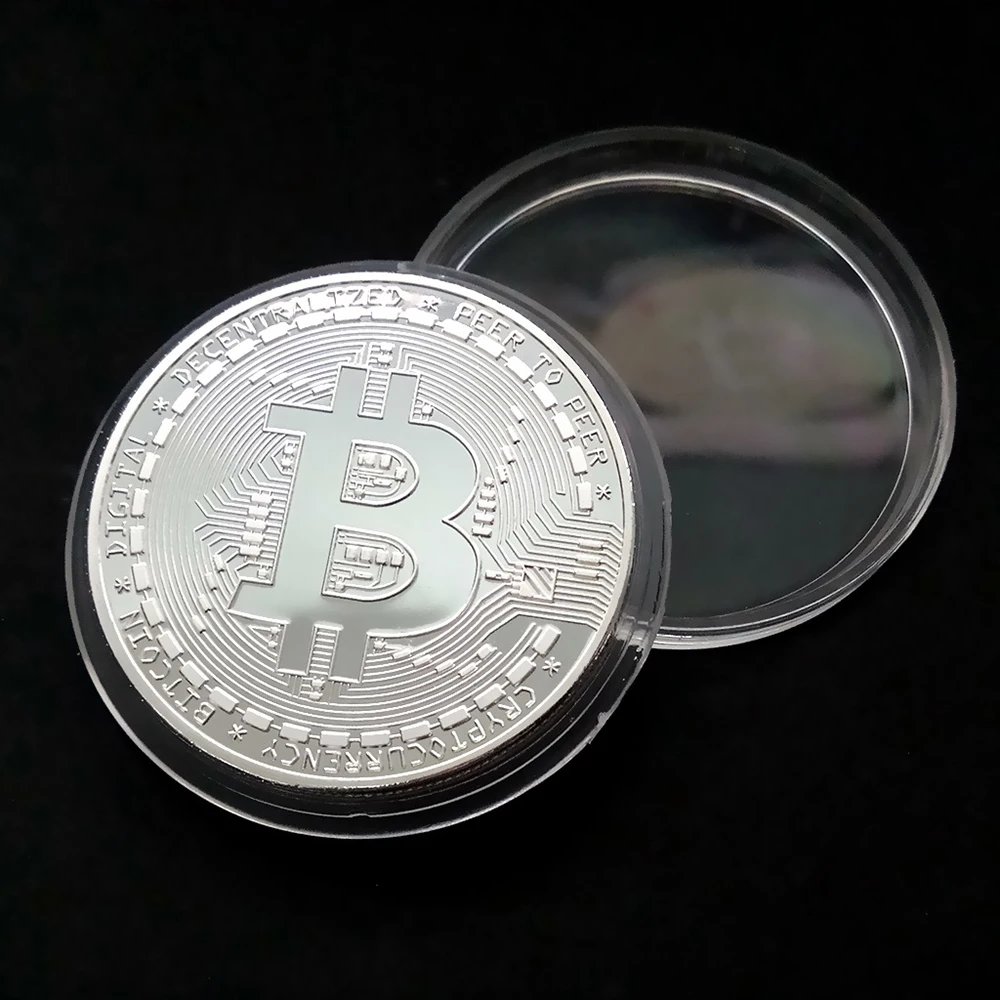 الفضة مطلي بيتكوين عملة تحصيل الفن جمع هدية المادية تذكارية Casascius تشفير عملة معدنية العتيقة التقليد