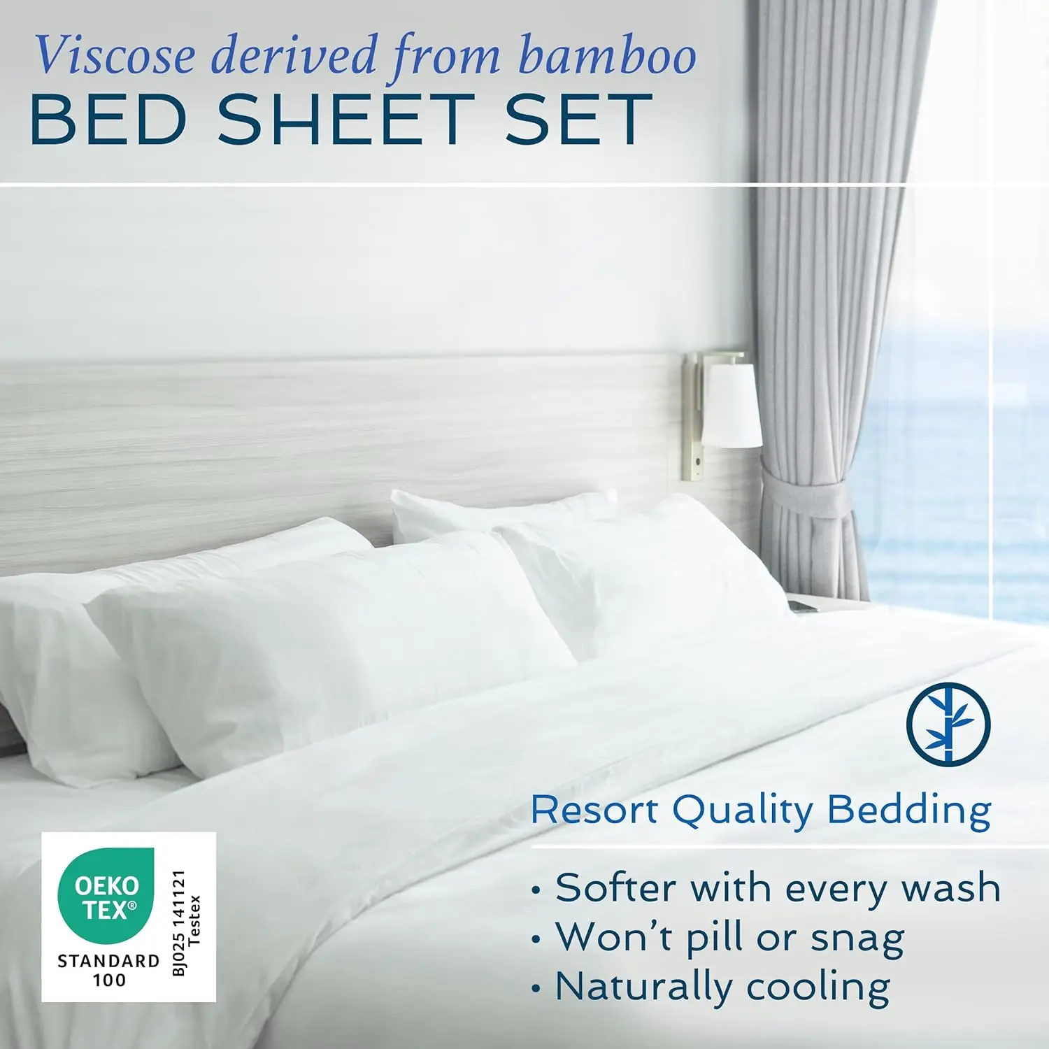 Sheets Direct 4 Piece Bed Sheet Set King Size, 100% Viscose Derived from Bamboo Sheets Set with 2 Pillowcases, Cooling & Breatha