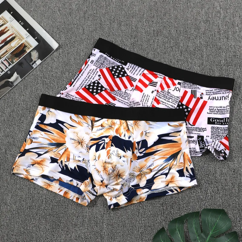 5PCS Men's underwear, men's briefs, ice silk soles, four-cornered cuffs, men's modal summer thin style, breathable