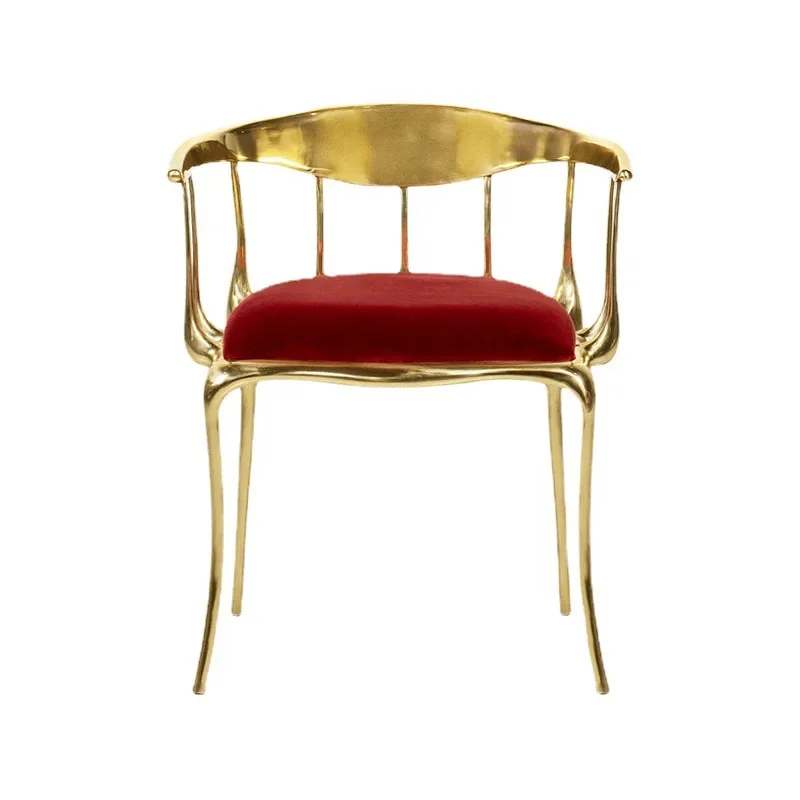 

Light luxury pure copper chair villa sample room back chair modern designer furniture